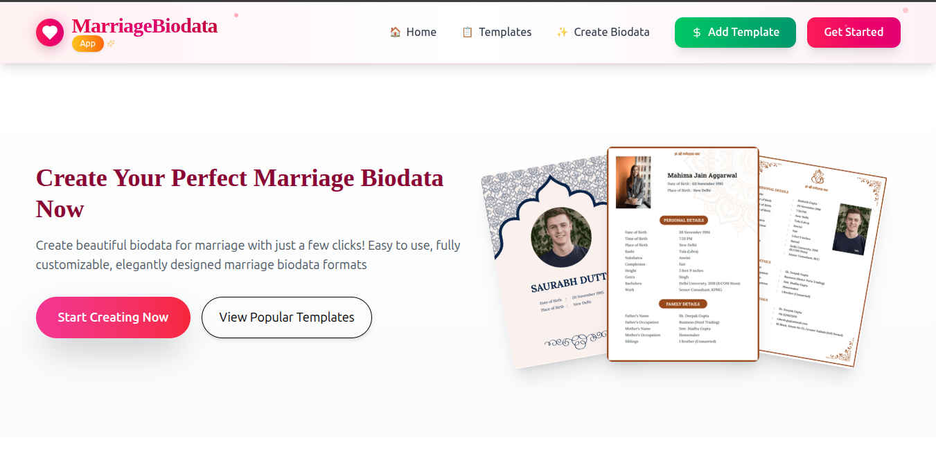 Preview of Marriage Biodata Builder